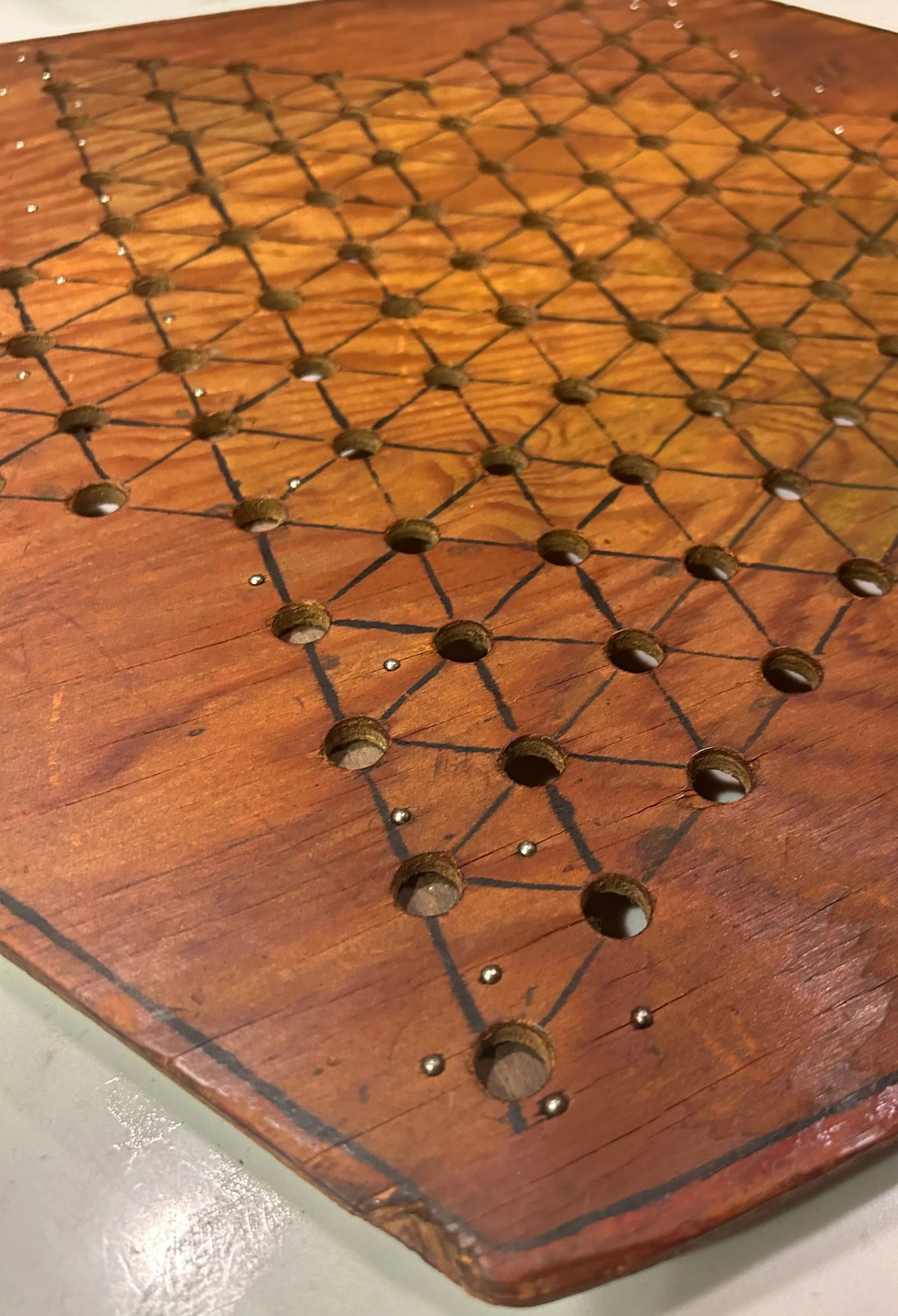 1970's Folk Art Wooden Chinese Checker Board Hanging, Signed by Artist - 4