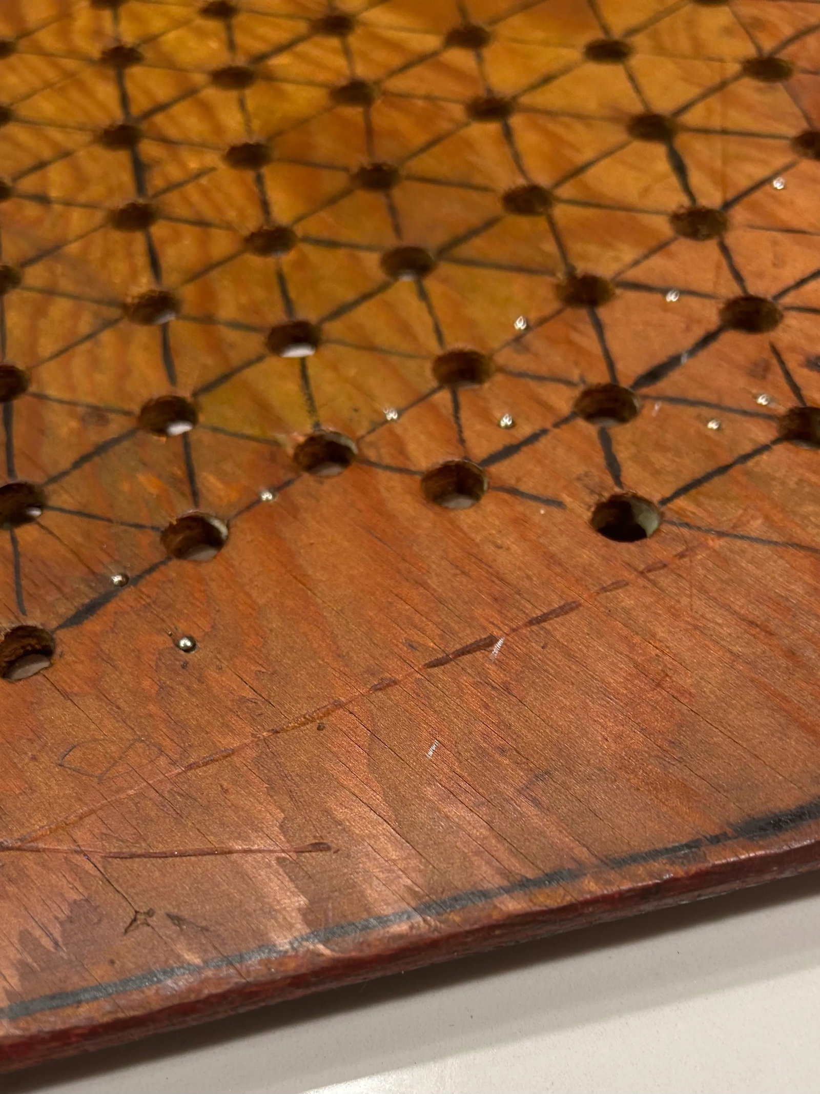 1970's Folk Art Wooden Chinese Checker Board Hanging, Signed by Artist - 6