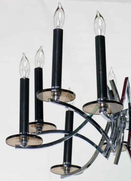Chrome & Smoked Lucite Twelve-Arm Chandelier - 4