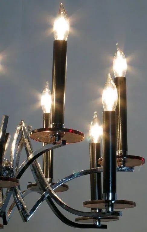 Chrome & Smoked Lucite Twelve-Arm Chandelier - 5