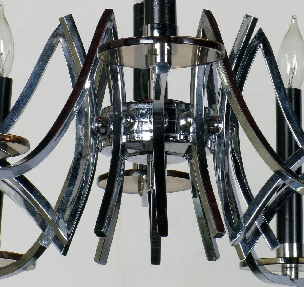 Chrome & Smoked Lucite Twelve-Arm Chandelier - 6
