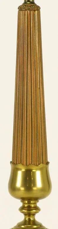 Japanese Fluted Wood & Brass Reverse Trefoil Base Table Lamp - 5
