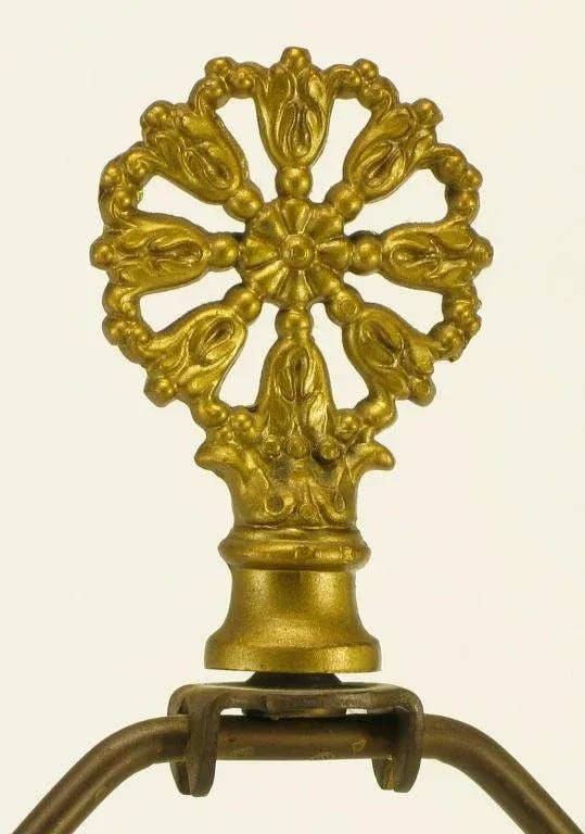 Japanese Fluted Wood & Brass Reverse Trefoil Base Table Lamp - 8