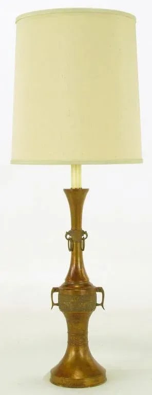 Tall Japanese Gilt Bronze Urn Table Lamp. - 2