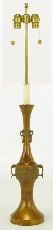 Tall Japanese Gilt Bronze Urn Table Lamp. - 3