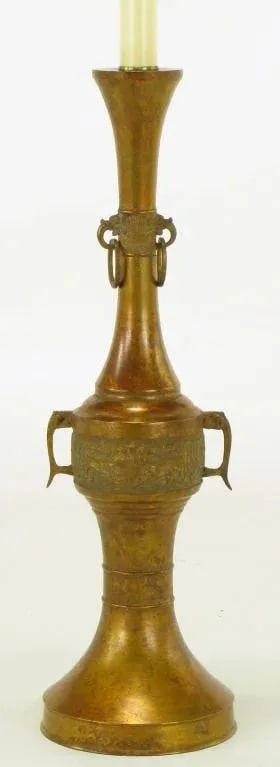 Tall Japanese Gilt Bronze Urn Table Lamp. - 4