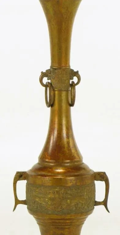 Tall Japanese Gilt Bronze Urn Table Lamp. - 5