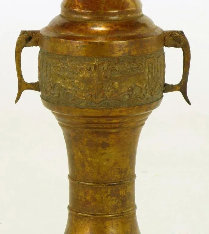 Tall Japanese Gilt Bronze Urn Table Lamp. - 6