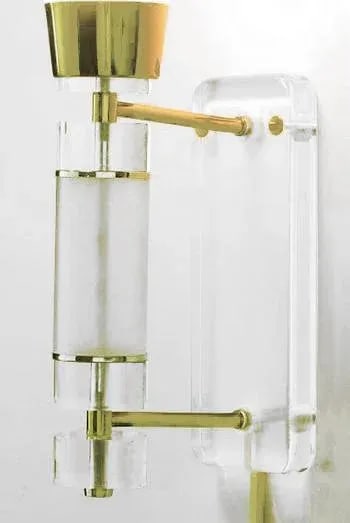 Extraordinary 24" Lucite, Brass & Glass Wall Sconces - a Pair - 6