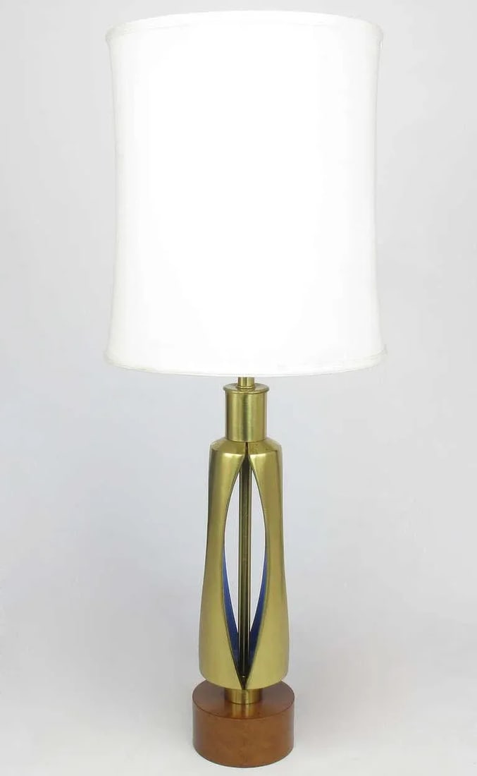 1950s Rembrandt Brass & Azure Blue Table Lamp - 3