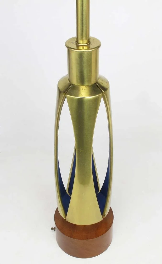 1950s Rembrandt Brass & Azure Blue Table Lamp - 5