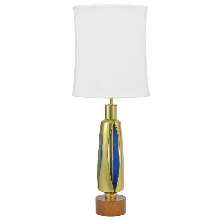 1950s Rembrandt Brass & Azure Blue Table Lamp - 8