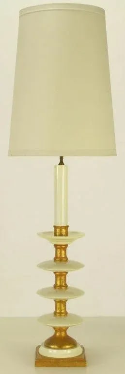 50" Water Gilt & White Lacquer Four-Tier Table Lamp - 2