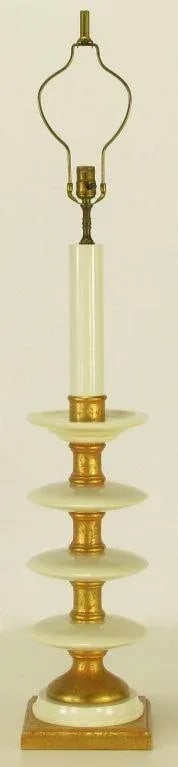 50" Water Gilt & White Lacquer Four-Tier Table Lamp - 3