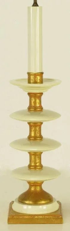 50" Water Gilt & White Lacquer Four-Tier Table Lamp - 4