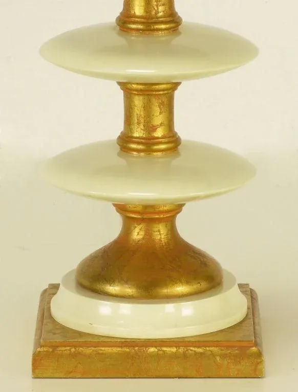 50" Water Gilt & White Lacquer Four-Tier Table Lamp - 6