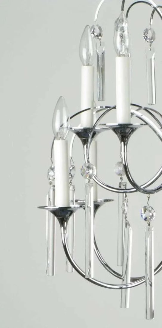 Italian Chrome & Crystal Ten-Arm Waterfall Chandelier - 5