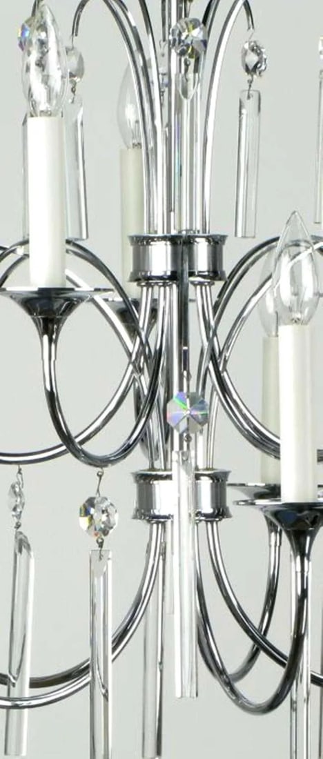 Italian Chrome & Crystal Ten-Arm Waterfall Chandelier - 6
