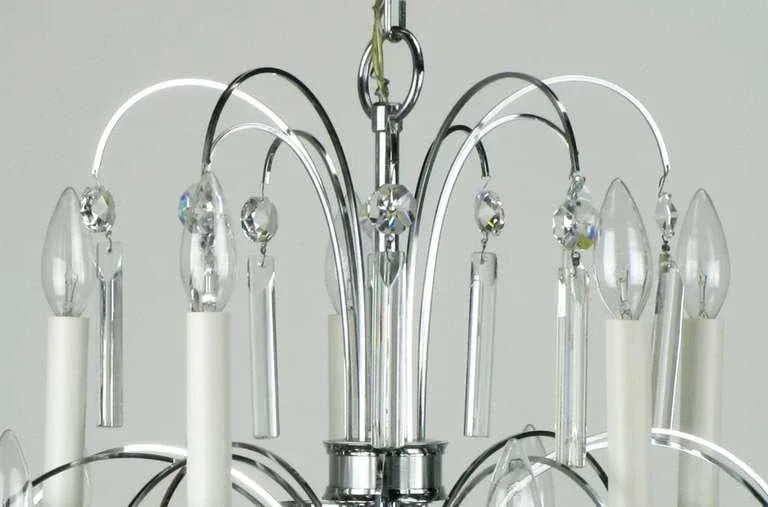 Italian Chrome & Crystal Ten-Arm Waterfall Chandelier - 7