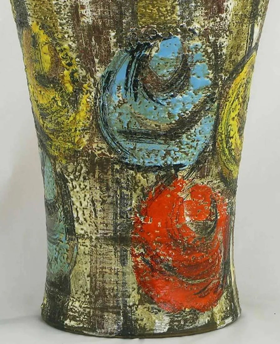 Raymor Italian Hand Glazed Colorful Abstract Ceramic Table Lamp - 4