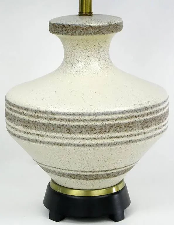 Lightolier Hand Thrown Stippled Glaze and Striped Pottery Table Lamp - 2