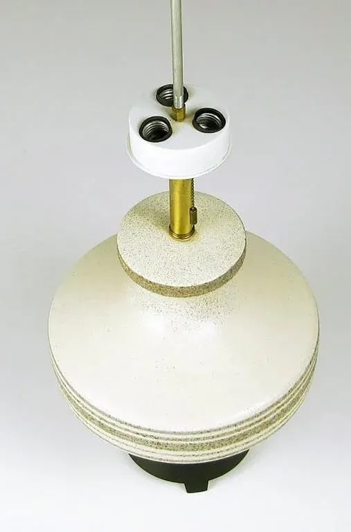 Lightolier Hand Thrown Stippled Glaze and Striped Pottery Table Lamp - 3