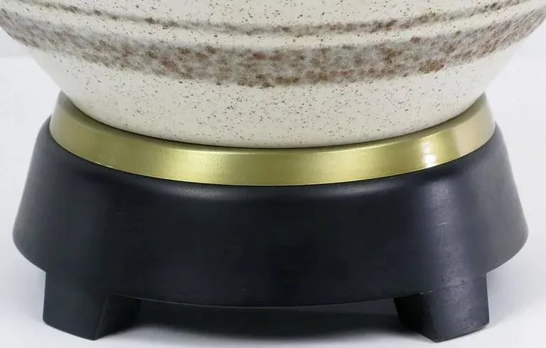 Lightolier Hand Thrown Stippled Glaze and Striped Pottery Table Lamp - 4