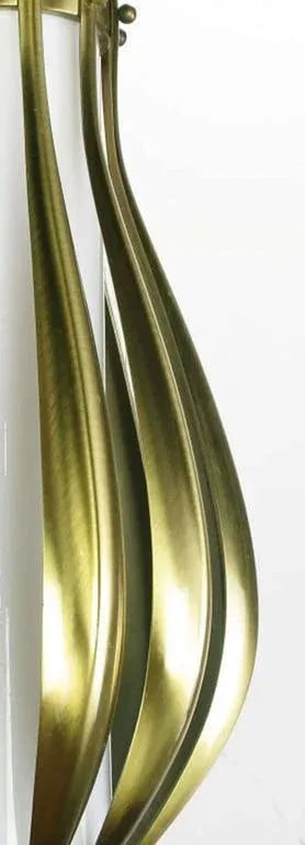 Gourd-Form Brushed Brass and Milk Glass Pendant Light - 4
