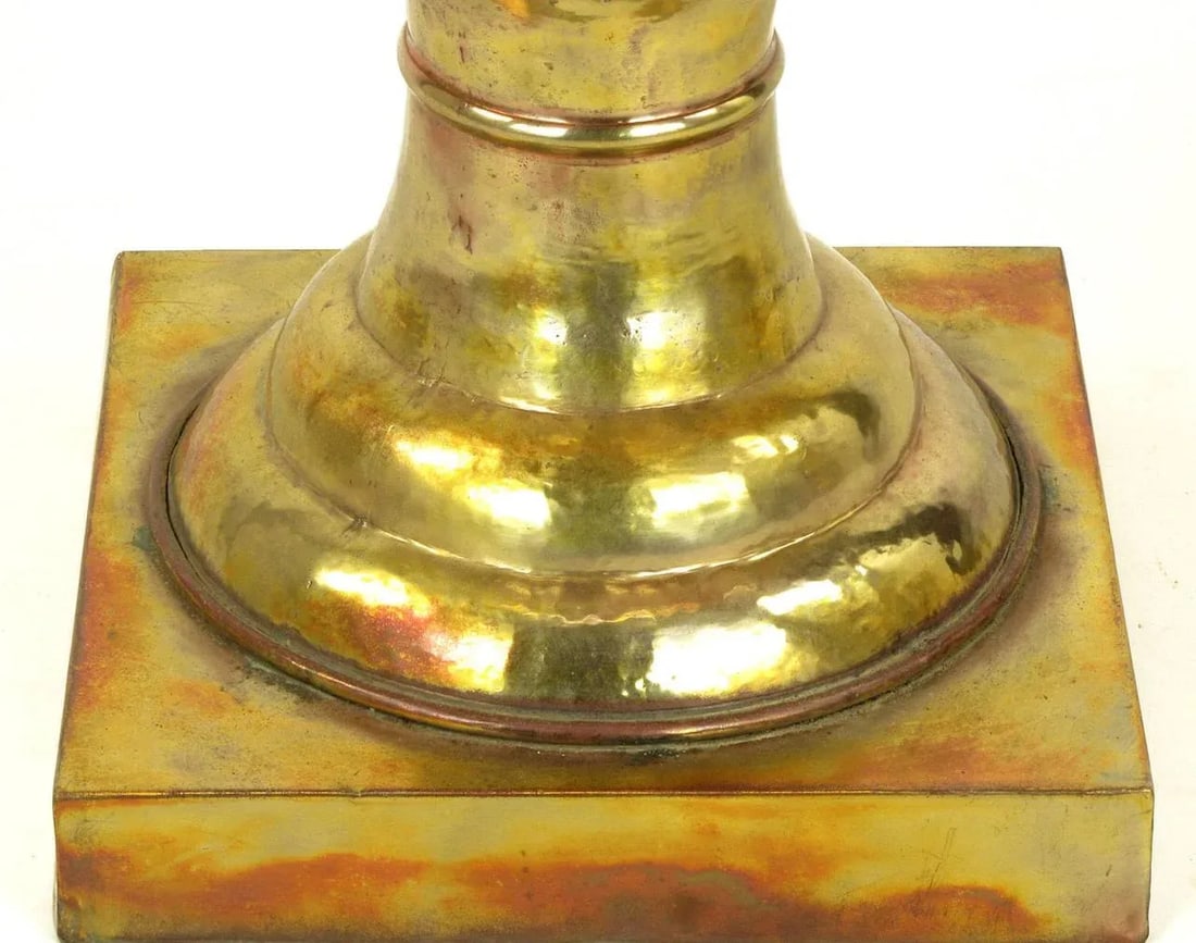 Palatial Tall Acid Rinsed and Hammered Brass Urns - a Pair - 5