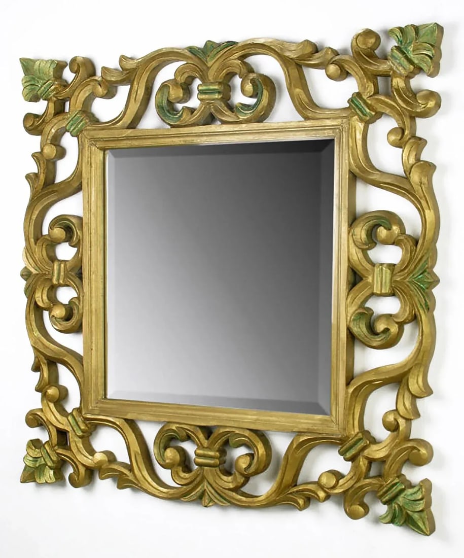 Carved Gilt Wood Mirror With Fleur-De-Lis Detail - 2