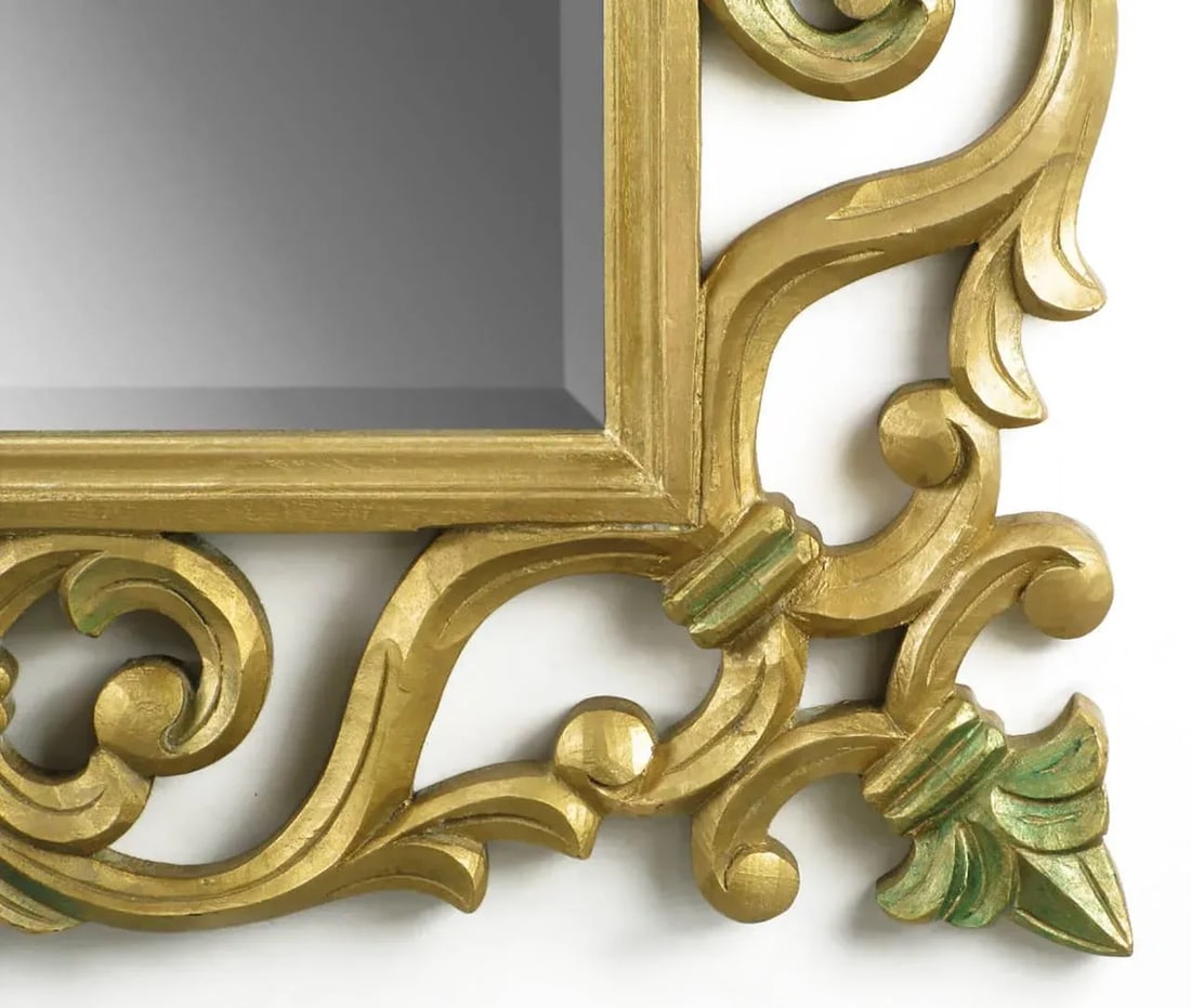 Carved Gilt Wood Mirror With Fleur-De-Lis Detail - 4