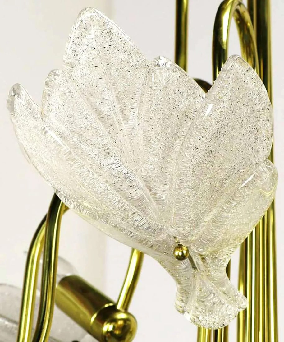 Nine-Arm Murano Glass Leaf Chandelier in the Style of Barovier & Toso - 5