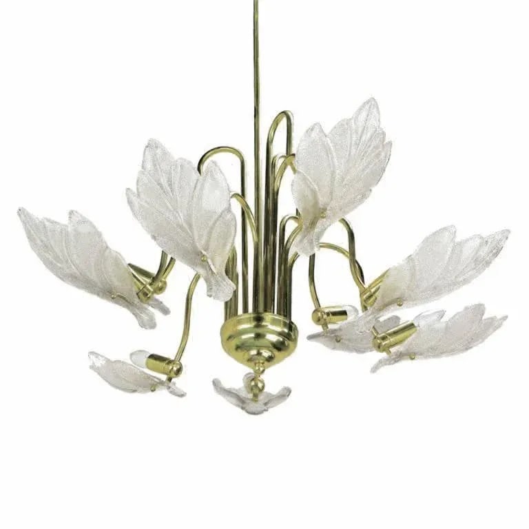 Nine-Arm Murano Glass Leaf Chandelier in the Style of Barovier & Toso - 7