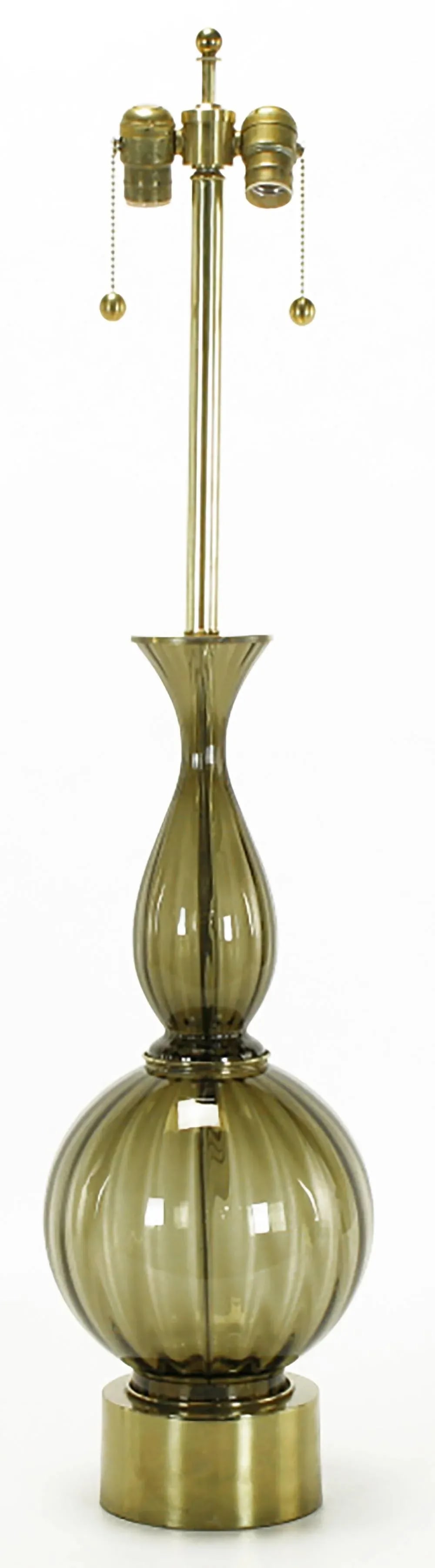 Fluted and Smoked Murano Glass Sinuous Table Lamp - 2