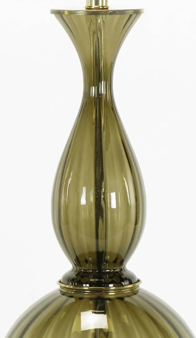 Fluted and Smoked Murano Glass Sinuous Table Lamp - 4