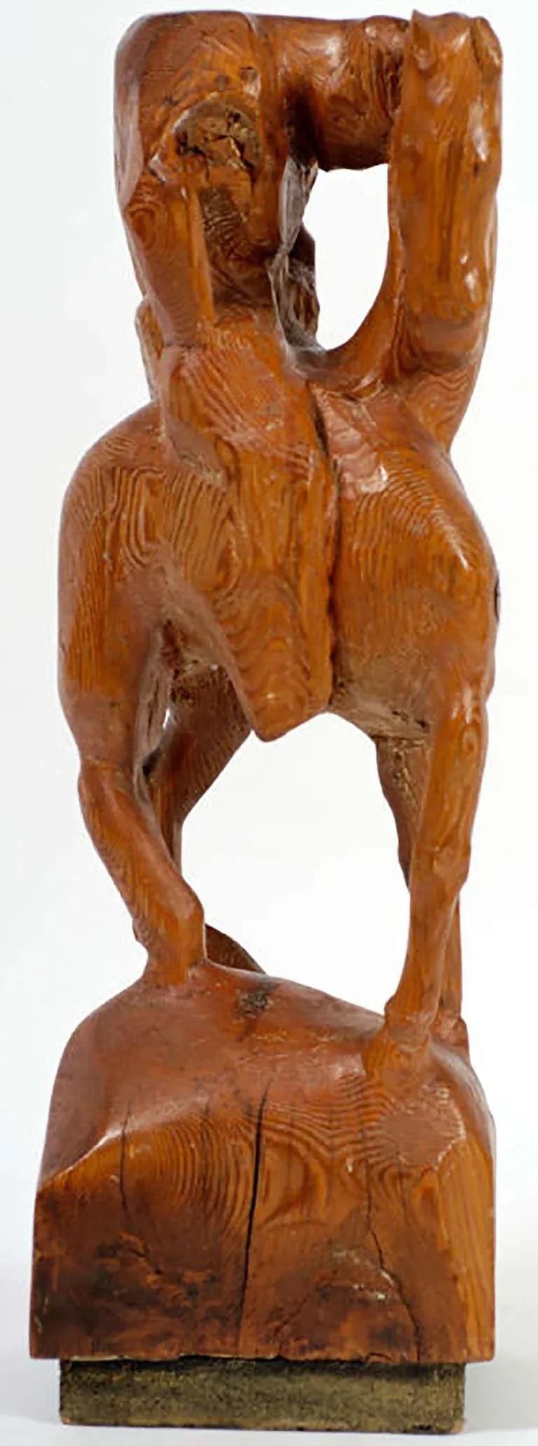 "Horse & Weary Rider" Large Abstract Carved Wood Sculpture - 3