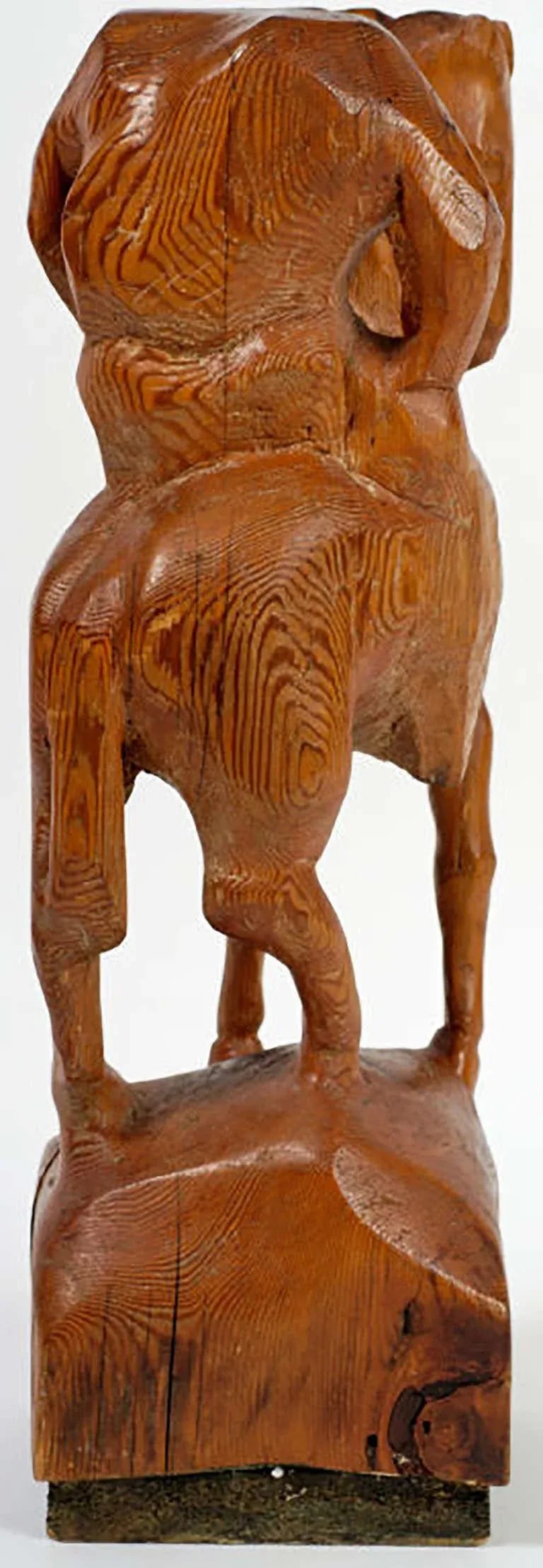 "Horse & Weary Rider" Large Abstract Carved Wood Sculpture - 4