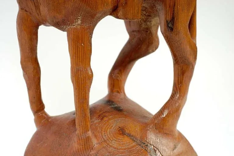 "Horse & Weary Rider" Large Abstract Carved Wood Sculpture - 7