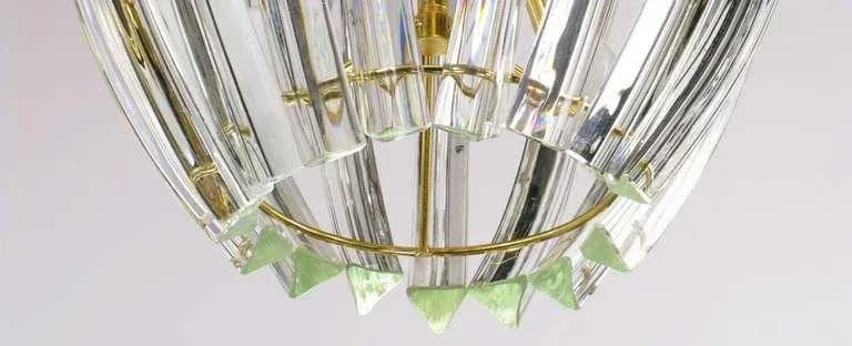 Bent Glass Rib & Brass Chandelier in the Manner of Venini - 5