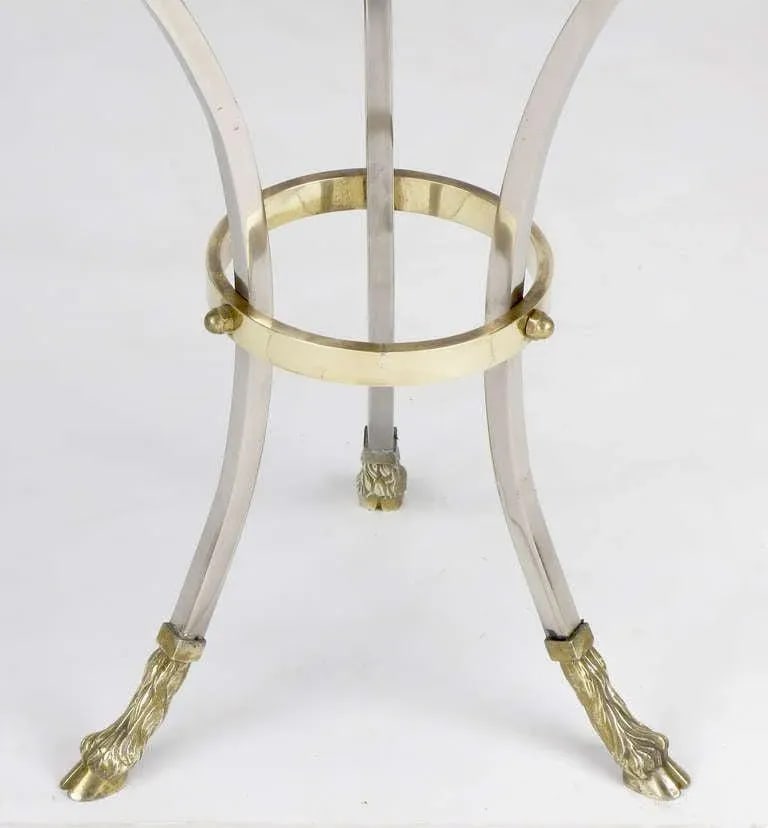Nickel & Brass Rams Head & Hooved Floor Lamp With Carrera Marble Table Top - 3