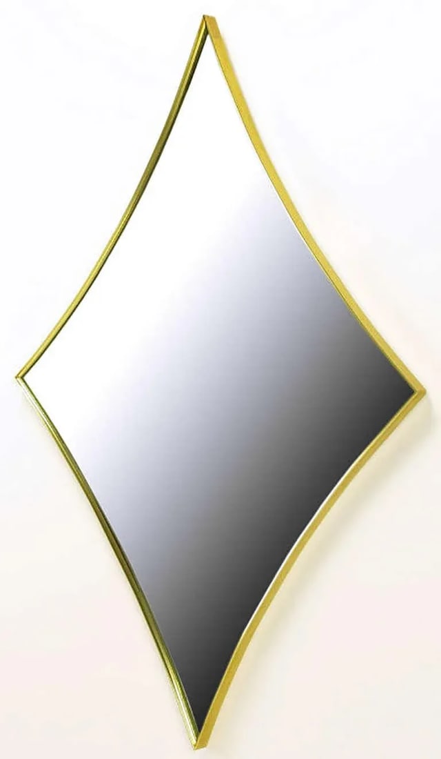 1960s Brass Rhombic Arc Framed Mirror - 3