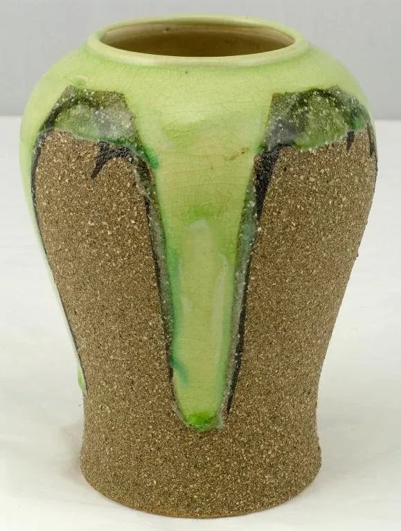 Ginger Jar Shaped Vase in Celery & Rough Sand Glaze - 2