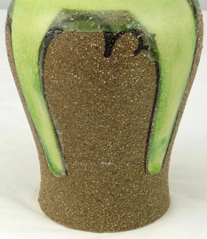Ginger Jar Shaped Vase in Celery & Rough Sand Glaze - 4