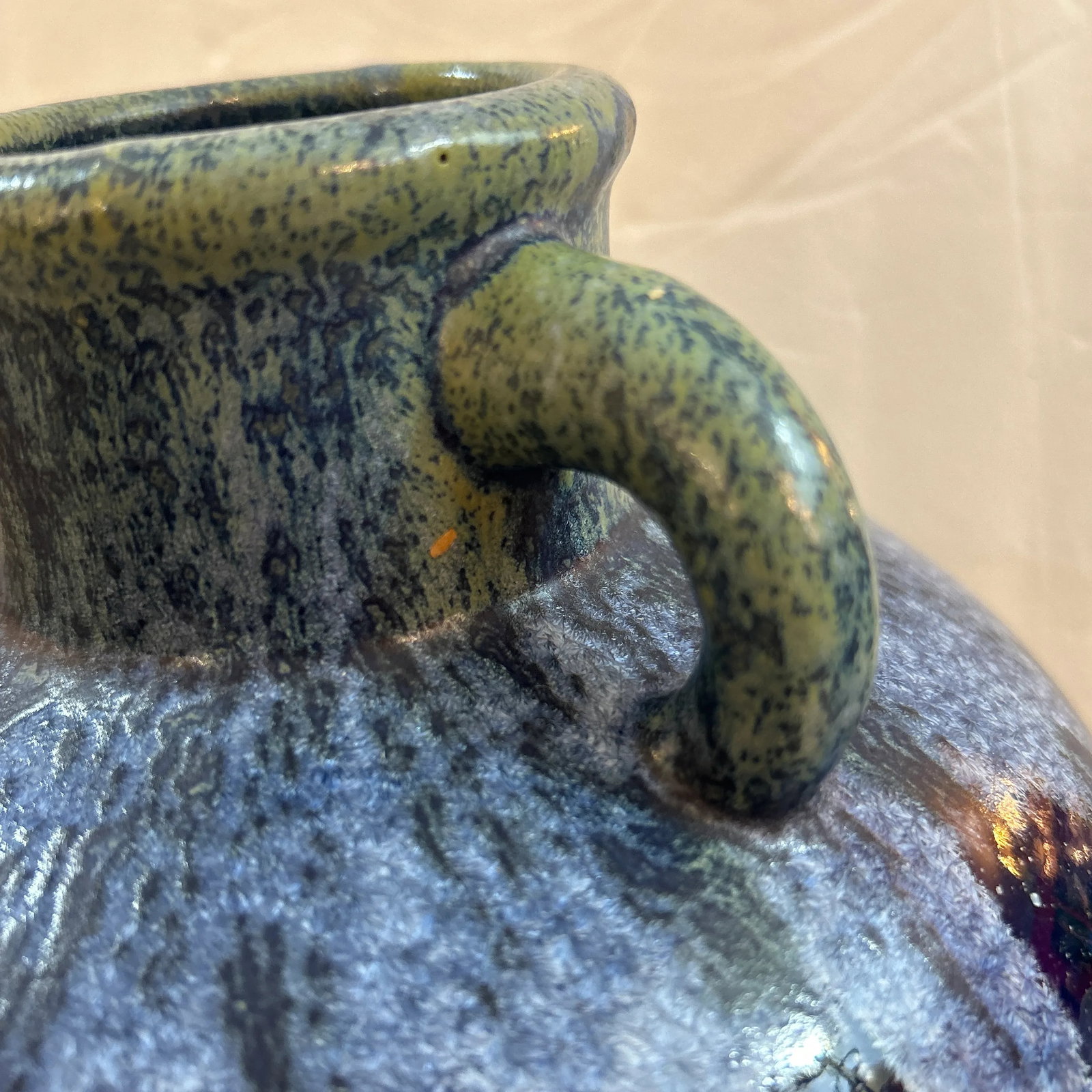Blue and Green Drip Glaze Pottery Urn Vase/ Vessel - 4