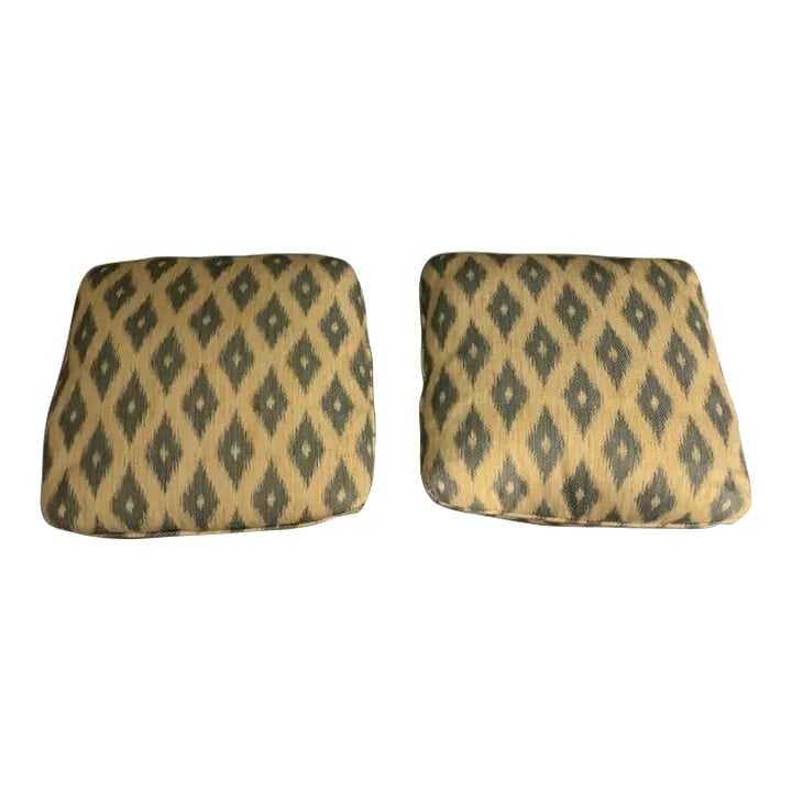Brunschwig & Fils Pillows- a Pair: Gorgeous Brunschwig & Fils pillows. Custom made but never used. Pattern is Viceroy Strie in Canton Blue. Canton Blue on Ivory with a beige strie. Down filled. Condition: Imperfections: No