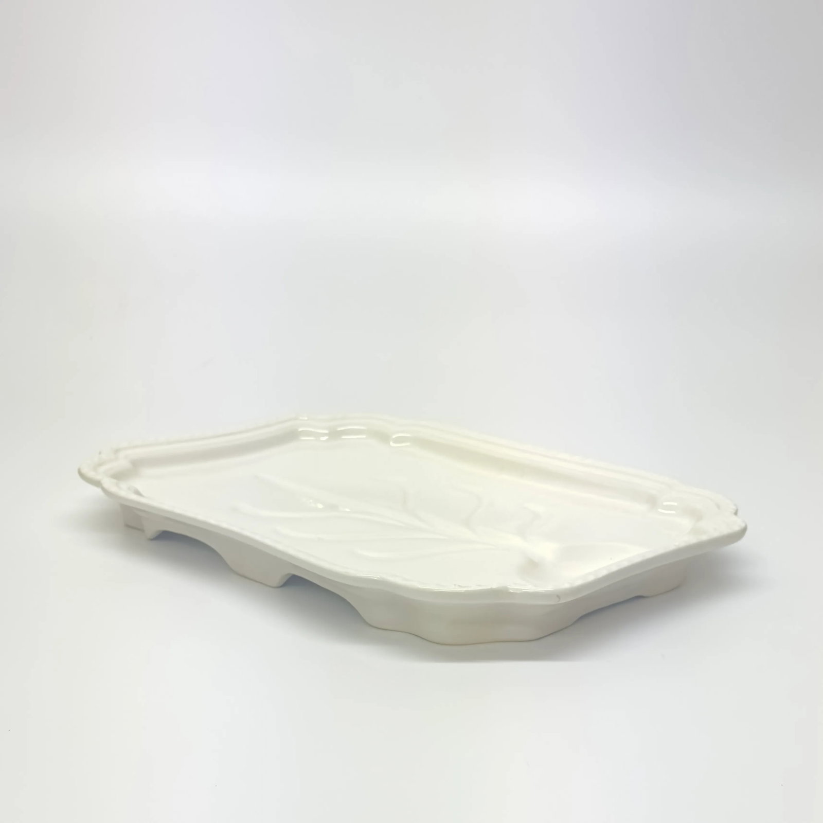Oversized Rectangular Cream Ceramic Serving Platter - 3