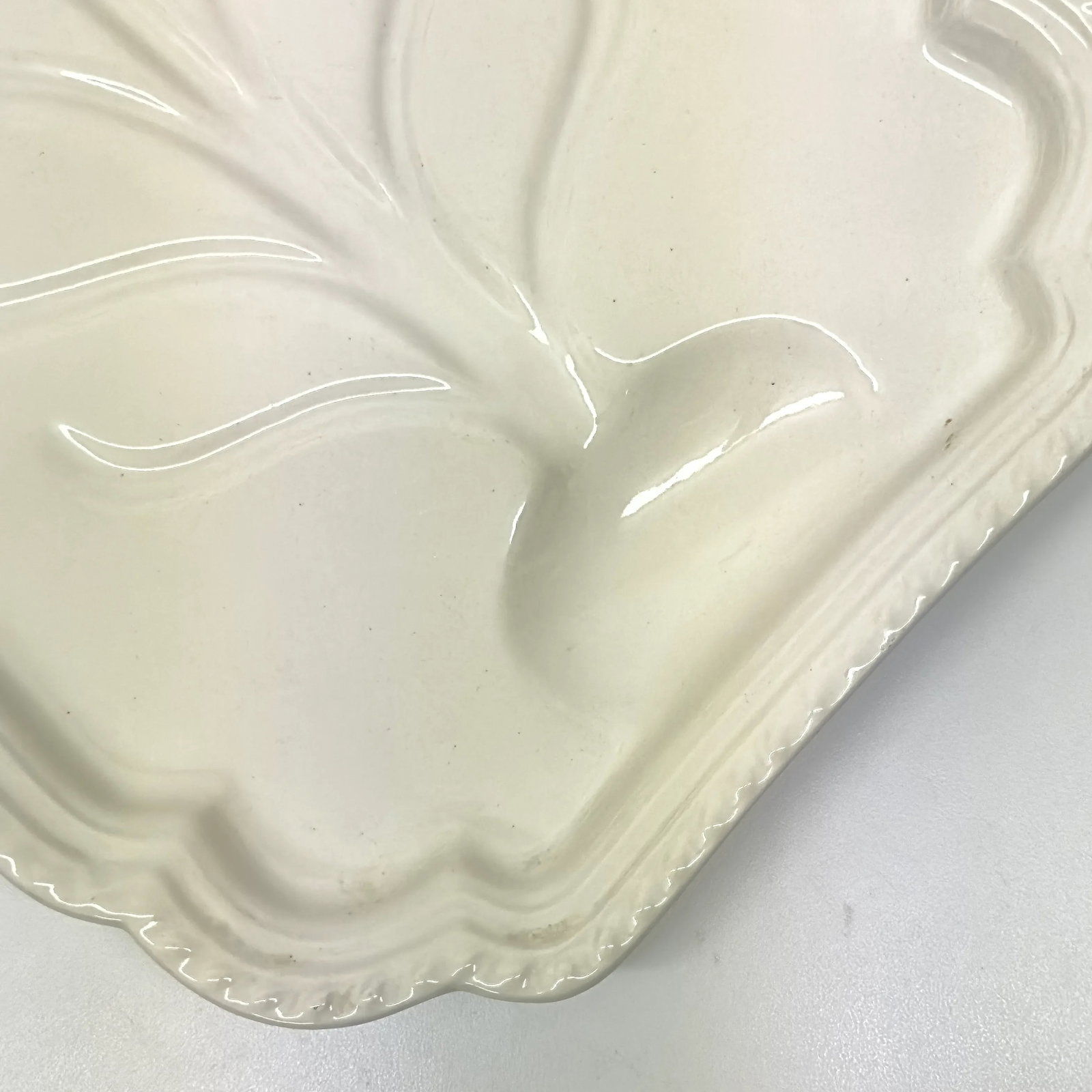 Oversized Rectangular Cream Ceramic Serving Platter - 4