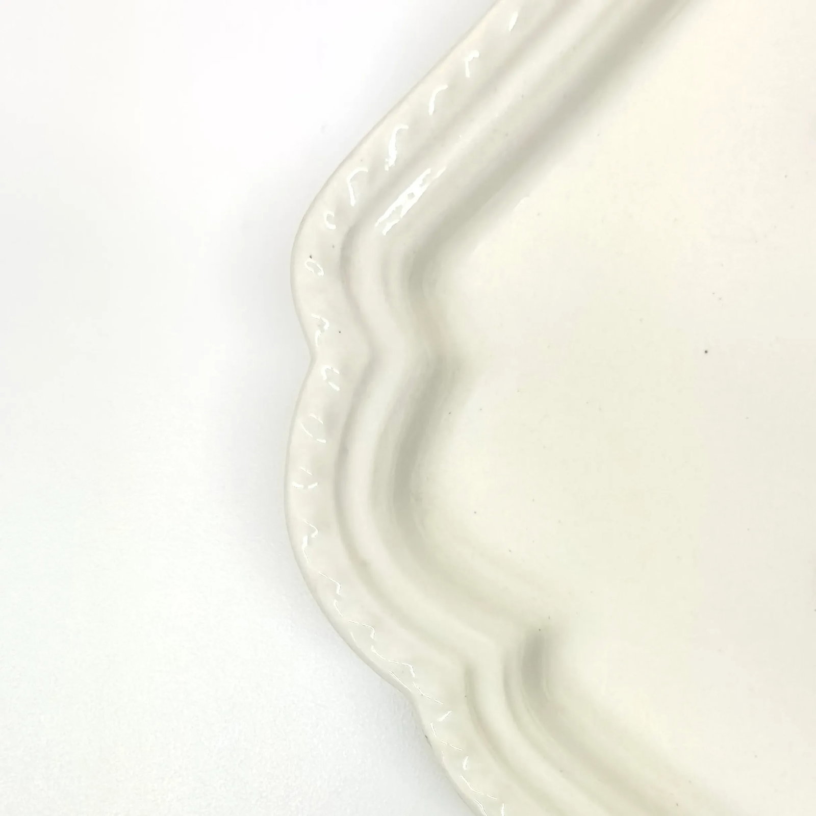 Oversized Rectangular Cream Ceramic Serving Platter - 5