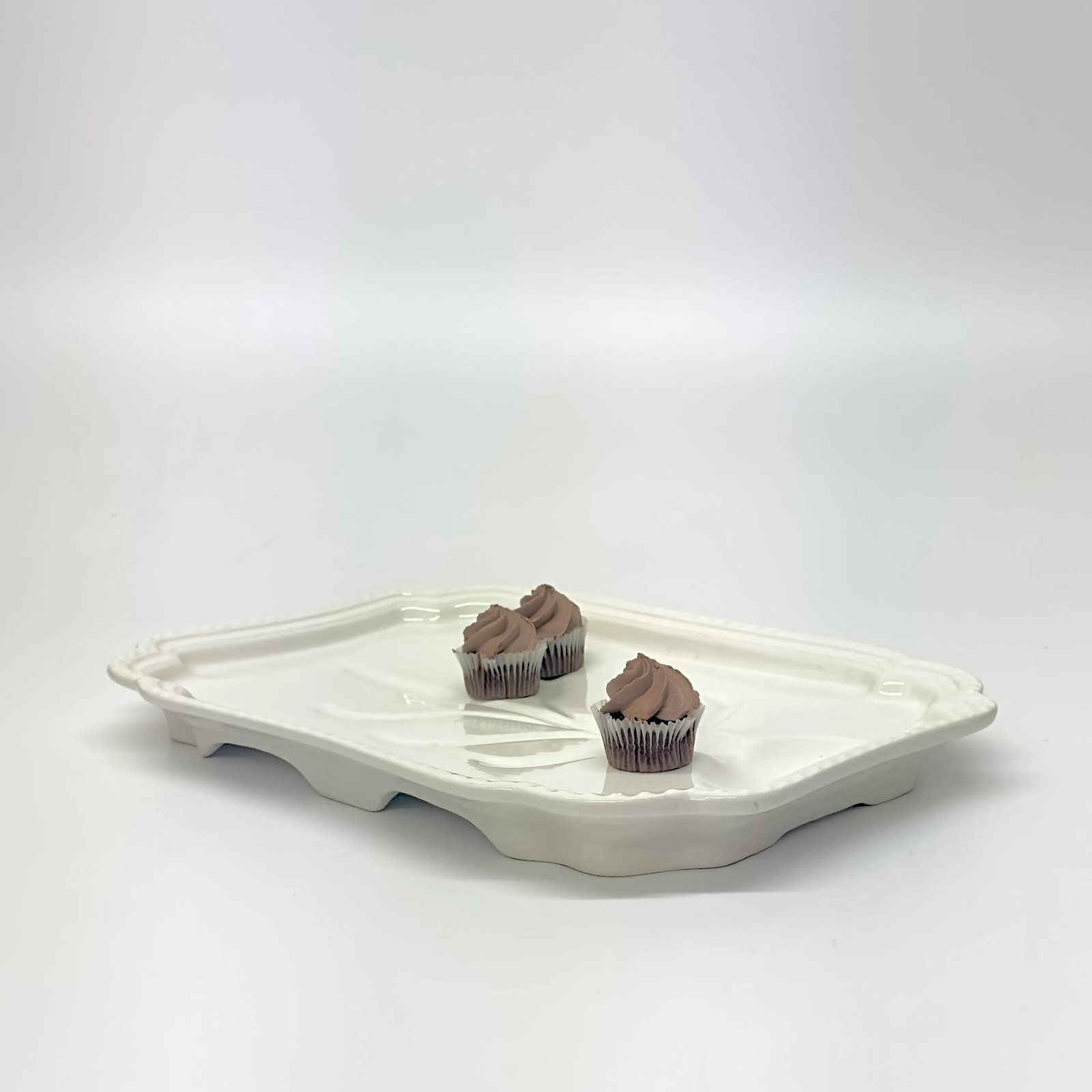 Oversized Rectangular Cream Ceramic Serving Platter - 8