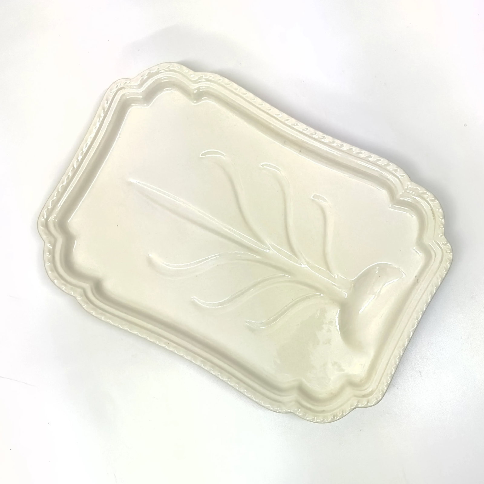 Oversized Rectangular Cream Ceramic Serving Platter - 9